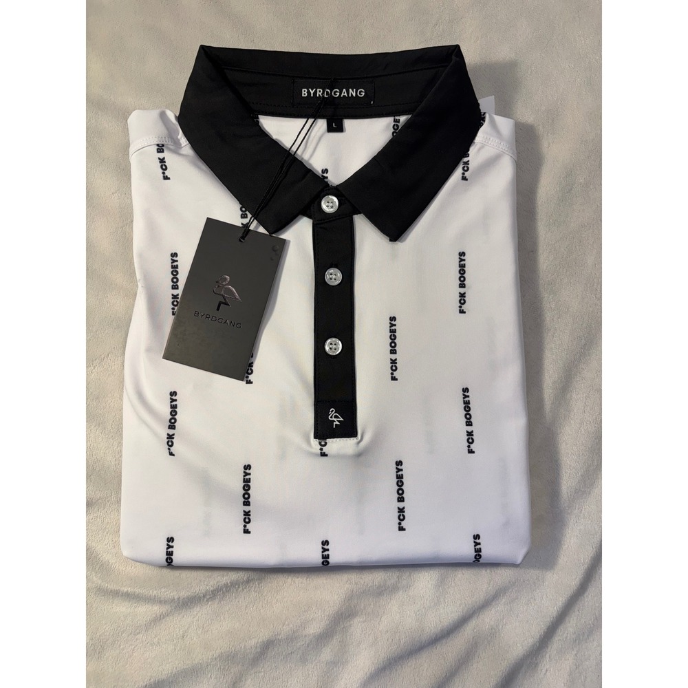 Byrdgang Golf Polo Shirts Set of 2 Mens Large White Black Tropical Performance